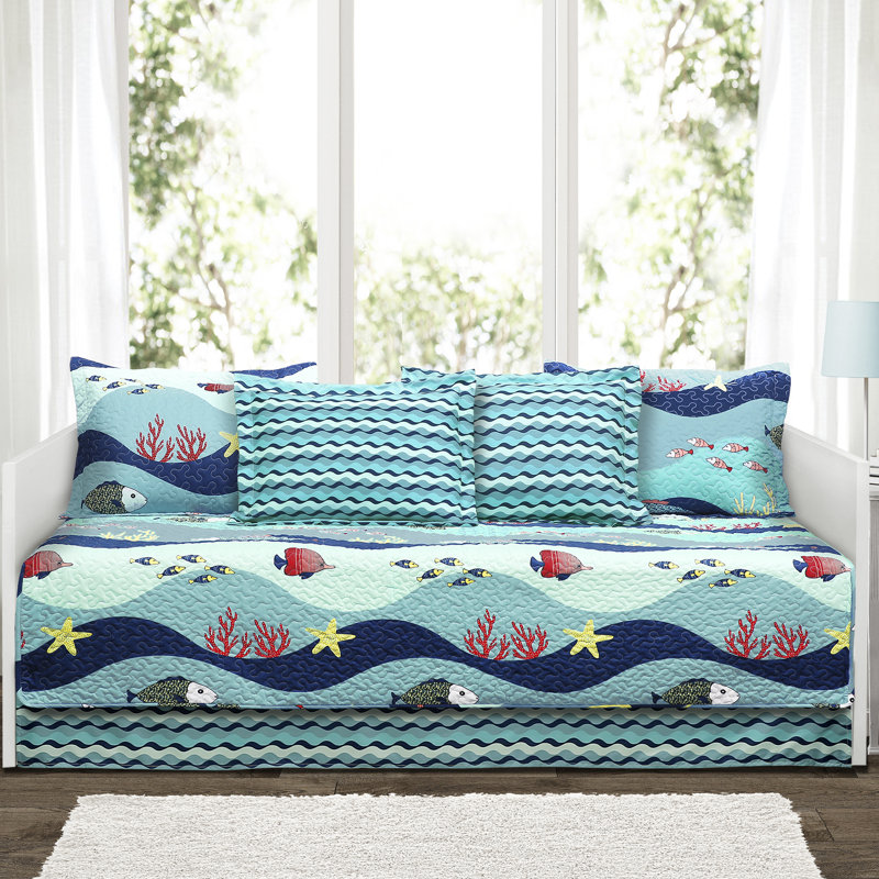 Lush Decor Sealife Blue Microfiber Modern Contemporary 6 Piece Daybed Set Reviews Wayfair